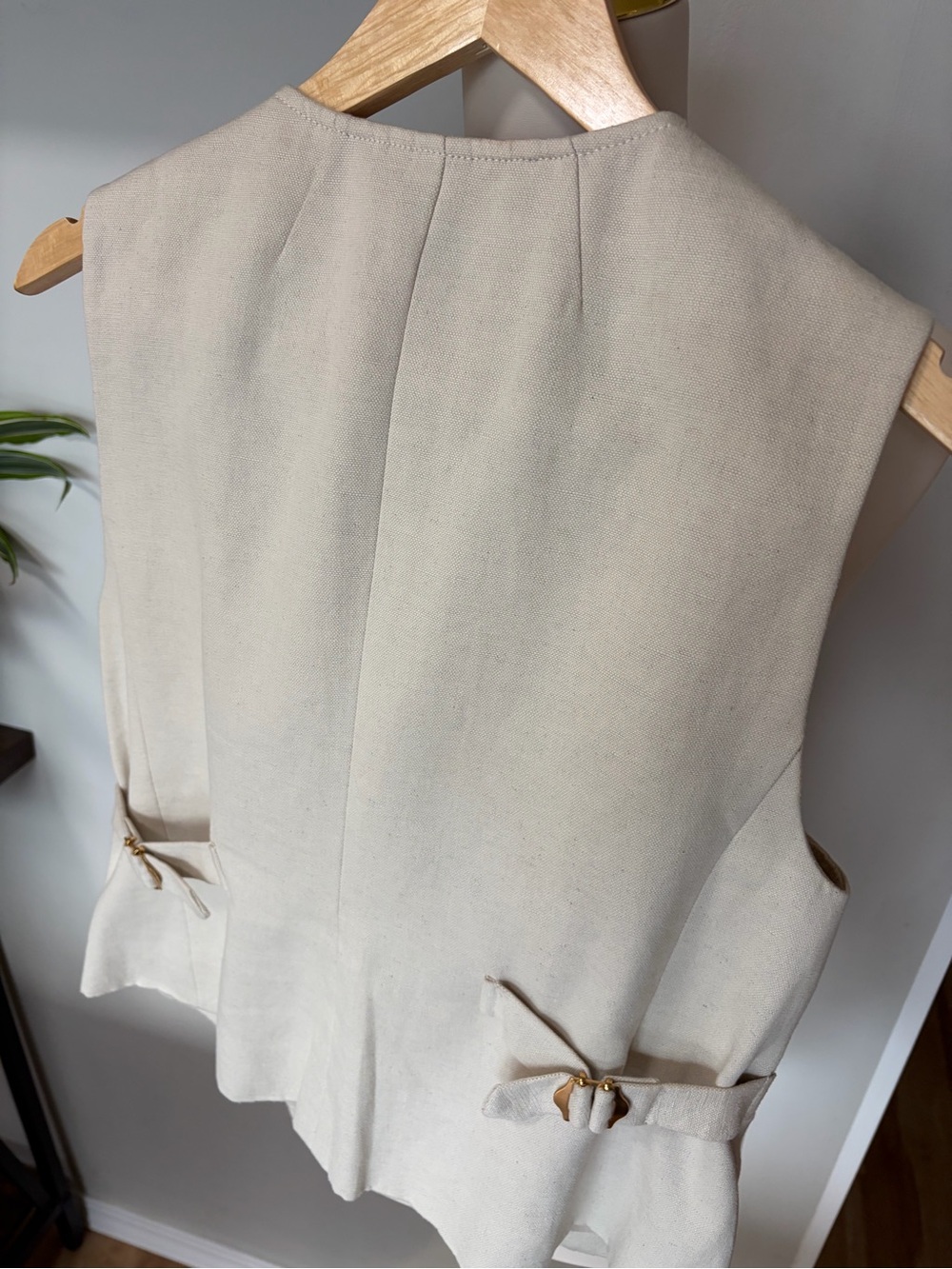 J. Crew Sleeveless Vest with Black Pocket Trim and Gold Buttons - Picture 2 of 4